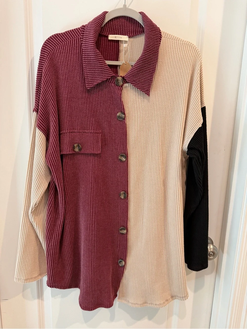 NWT RJ 220 Ribbed Colorblock Button-Up Shirt Size XL - Picture 1 of 16